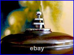 C. 1937 rare Faries Guardsman Machine Age Art Deco Lamp Dark Bronze & Nickel