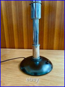 C. 1937 rare Faries Guardsman Machine Age Art Deco Lamp Dark Bronze & Nickel