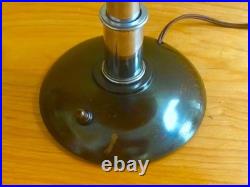 C. 1937 rare Faries Guardsman Machine Age Art Deco Lamp Dark Bronze & Nickel