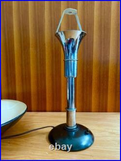C. 1937 rare Faries Guardsman Machine Age Art Deco Lamp Dark Bronze & Nickel