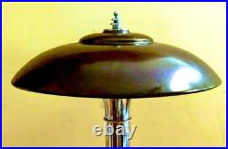C. 1937 rare Faries Guardsman Machine Age Art Deco Lamp Dark Bronze & Nickel