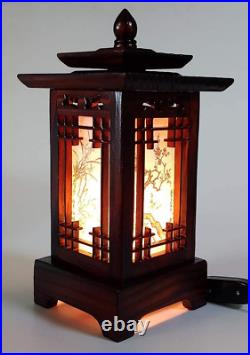 Carved Wood Lamp Handmade Traditional Korean Kingdom Window Design Art Deco Lant