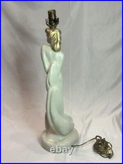 Chalk Ware Lamp 1951 Woman Art Deco MCM Reglor California