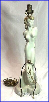 Chalk Ware Lamp 1951 Woman Art Deco MCM Reglor California