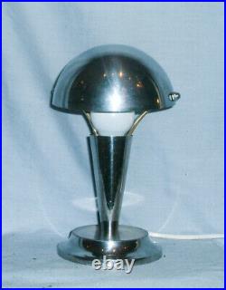Charming Small Art Deco Chrome'Mushroom' Table Lamp c1930s