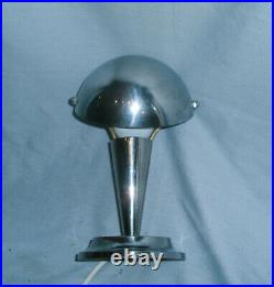 Charming Small Art Deco Chrome'Mushroom' Table Lamp c1930s