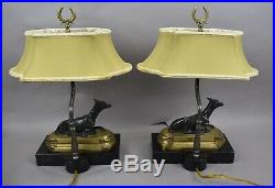 Chelsea House Table Lamps Greyhounds Art Deco Luxury Black Gold Wreath Finial