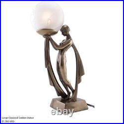 Chic Bronze Lady Lamp, 16-Inch Art Deco Lighting for Birthdays and Housewarming