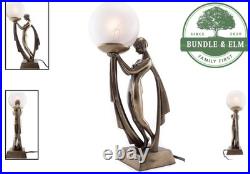 Chic Bronze Lady Lamp, 16-Inch Art Deco Lighting for Birthdays and Housewarming