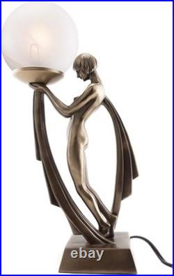 Chic Bronze Lady Lamp, 16-Inch Art Deco Lighting for Birthdays and Housewarming