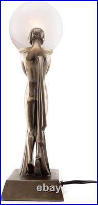 Chic Bronze Lady Lamp, 16-Inch Art Deco Lighting for Birthdays and Housewarming