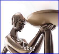 Chic Bronze Lady Lamp, 16-Inch Art Deco Lighting for Birthdays and Housewarming
