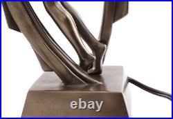 Chic Bronze Lady Lamp, 16-Inch Art Deco Lighting for Birthdays and Housewarming