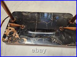 Circa 1930 Art Deco Waterman Brass Desk Lamp Onyx Marble Base