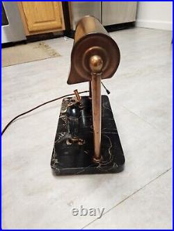 Circa 1930 Art Deco Waterman Brass Desk Lamp Onyx Marble Base