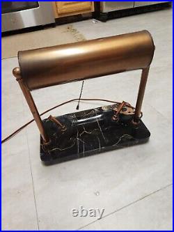 Circa 1930 Art Deco Waterman Brass Desk Lamp Onyx Marble Base