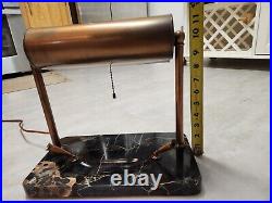 Circa 1930 Art Deco Waterman Brass Desk Lamp Onyx Marble Base