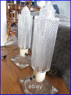 Circa 1930's Art Deco Skyscraper Boudoir Lamp Pair