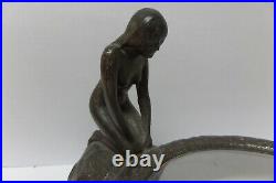 Circa 1930's Bausch & Lomb Desk Top Magnifying Glass Nude Woman & Pond Art Deco