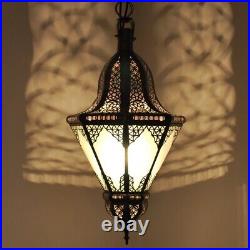 Classic Hanging Lamp with Stained Glass Shade Vintage Art Deco Charm