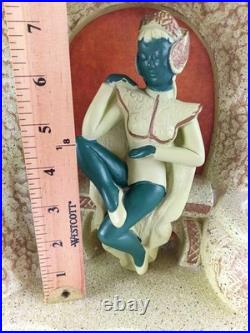 Collectible Vintage Chalkware Art Deco Thia Woman Lamp With Vessel