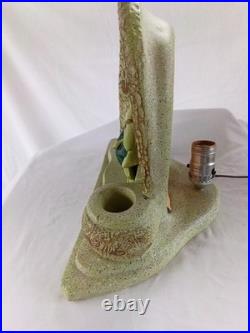 Collectible Vintage Chalkware Art Deco Thia Woman Lamp With Vessel
