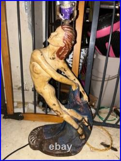 Continental Art Company 1950's Lamp Nude Lady Art Deco RARE Colored Antique