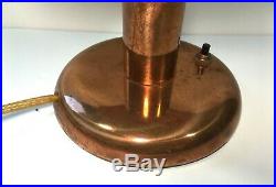 Copper Table Lamp Domed Machine Age Art Deco Industrial Rayon Cord Vintage