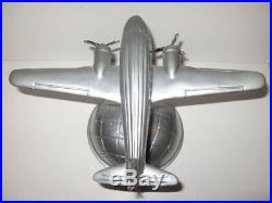 DC-3 Airplane Over the Earth Art Deco aluminum lamp 120 volt made in USA