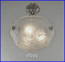 DEGUE FRENCH 1930 ART DECO CHANDELIER. Lustre lamp suspension lampe
