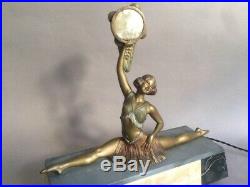 Danseuse En Régule Et Marbre Lampe Art Deco 1930