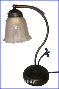 Desk Lamp? Goose Neck Boudoir Brass Colored Art Deco Nouveau Tulip Flower