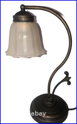 Desk Lamp? Goose Neck Boudoir Brass Colored Art Deco Nouveau Tulip Flower