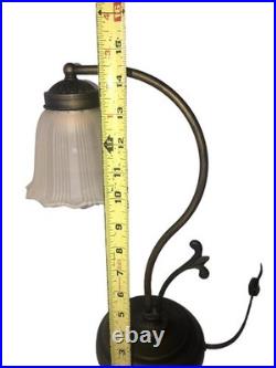Desk Lamp? Goose Neck Boudoir Brass Colored Art Deco Nouveau Tulip Flower