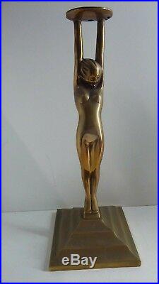 Diana Art Deco Brass Diana Naked Lady Statue Lamp Base