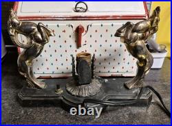 Double Gazelle Art Deco Radio Lamp 1930s Works Great In Nice Condition No Shade