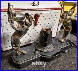 Double Gazelle Art Deco Radio Lamp 1930s Works Great In Nice Condition No Shade