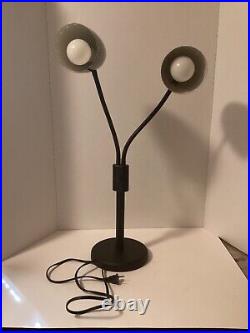 Double Gooseneck Metal Lamp Flexible Reading Art Deco Lamp Works 27 Heavy Vtg