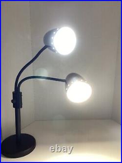 Double Gooseneck Metal Lamp Flexible Reading Art Deco Lamp Works 27 Heavy Vtg