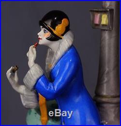 Dressel Kister Art Deco Flapper Porcelain Figurine Half Doll Figural Lamp Box