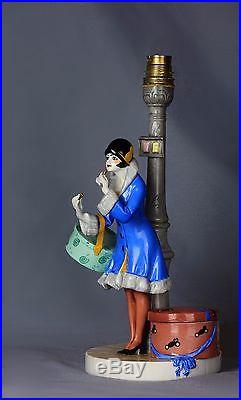 Dressel Kister Art Deco Flapper Porcelain Figurine Half Doll Figural Lamp Box