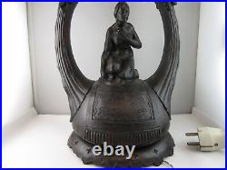 E118? Rare Art Deco Lamp Wood with Figure (Vintage Nude) Before 1900