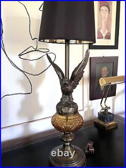EAGLE Federal Vintage Art Deco Victorian Arts Crafts Lamp Cast Metal And Glass