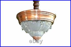 EZAN French Opalescent Glass Art Deco Chandelier Ceiling Lamp Light