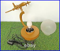 E-27 Bulb Aircraft Model Globe Table Lamp With Glass Ball Table Top Decorative