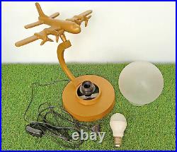 E-27 Bulb Aircraft Model Globe Table Lamp With Glass Ball Table Top Decorative