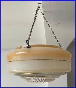 Early c20th Art Deco Flycatcher Glass Ceiling Light Lamp Shade With Chains