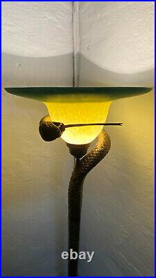 Edgar Brandt Snake Schlange Brass Messing Floor lamp stehlampe art deco nouveau
