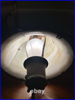 Edward Miller & Co 13 Art Deco 4 Panel Slag Glass Boudoir Lamp Curved Glass