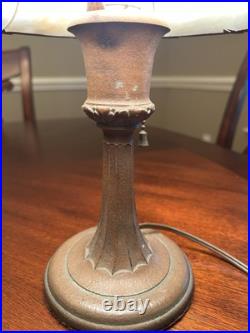 Edward Miller & Co 13 Art Deco 4 Panel Slag Glass Boudoir Lamp Curved Glass